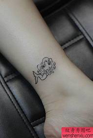 女生小腿可爱流行的美人鱼纹身图案