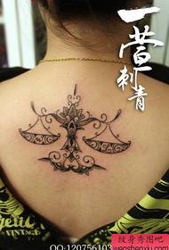 Girls back popular classic Libra tattoo pattern