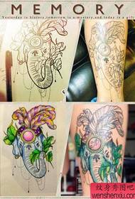 un manuscrit de tatouage d'éléphant de couleur élégante et belle