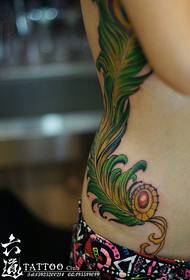 grožio šoninis juosmuo populiarus labai gražus plunksnų tatuiruotės modelis