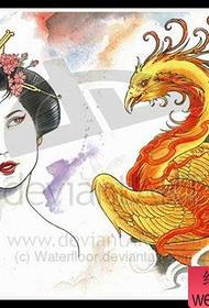 naskah tattoo geisha sareng phoenix anu populer