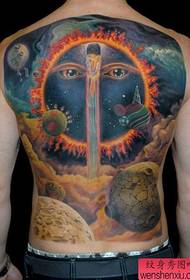 cool popular full back Starry tattoo pattern