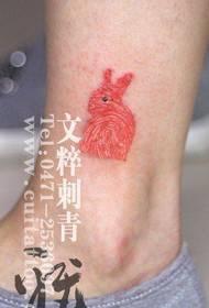 modello di tatuaggio coniglietto di impronte digitali gamba carino