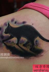 dziewczyna ramię Powrót ładny ładny kot tatuaż wzór