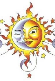 Modello di tatuaggio grafico bellissimo sole
