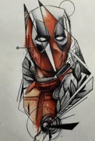 manoscritto del tatuaggio del personaggio classico dei cartoni animati di anime del fumetto creativo rosso prepotente