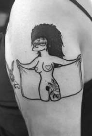 Un conjunto de personajes animados de dibujos animados Simpson tatuaje patrón de líneas grises oscuras