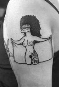 un insieme di personaggi animati cartoni animati Simpson tatuaggio modello di linee grigio scuro