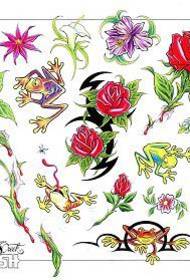 Frog Rose Rose Tattoo Pattern Obrázek