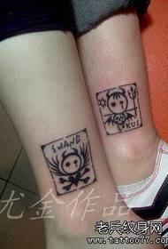 Gamba totem di coppia totem modello angelo e demone tatuaggio