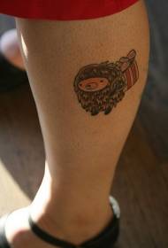 kalf cute cartoon egel en cake tattoo patroon