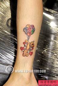 leg cartoon balloon and bear doll tattoo pattern