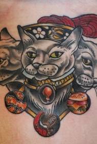 modello di tatuaggio di spalla illustrazione stile gatto logo