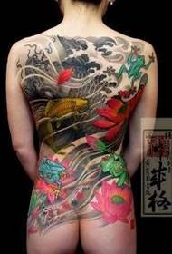 Ang Japanese full back fish lotus tattoo