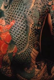 Modello di tatuaggio giapponese koi tutto-a-colore