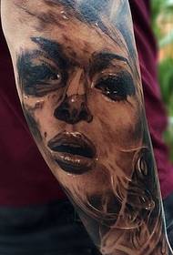 absolutely realistic 3D beauty portrait tattoo