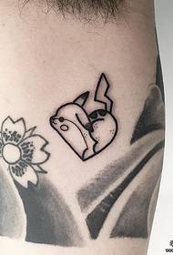 petit patró de tatuatge Pikachu de dibuixos animats frescos