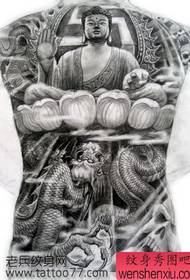 dominanta plný zpět Buddha tetování rukopis
