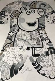 24 ژانگ Xiaozhu Pei Tattoo Pattern Works Manuscript_Little Pig Peggy Body، تشویق به عموم 172277-انواع کارتون تاتو از انواع خال کوبی خال کوبی از خال کوبی ساده خط نقاشی کارتون الگوی خال کوبی زیبا