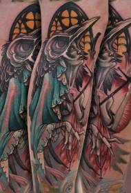 kolejność kolorów nóg Przerażający tatuaż czarownicy