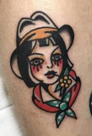 âlde skoalle retro-styl famke's tattoo manuskriptfiguer