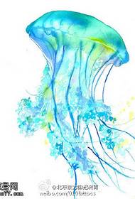 ลายสักหมึกแมงกะพรุนหมึกสีน้ำเงิน