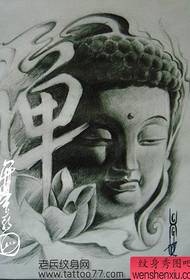 Népszerű klasszikus Buddha fej tetoválás kézirat