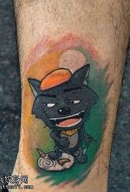 Modèle de tatouage loup gris bande dessinée jambe