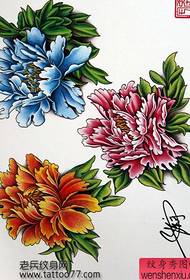 Tawv Xuas cov ntawv sau: cov xim dawb peony tattoo sau