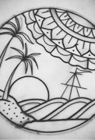 коко-тату-сурет қарапайым сызық татуировкасы кокос ағашының тату-суреті