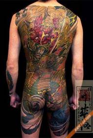 Japanski uzorak tetovaže životinja ratnika s punim leđima
