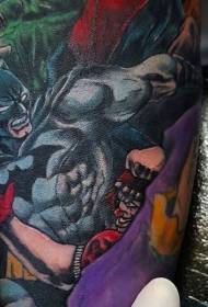 컬러 만화 배트맨 싸움 악당 문신 패턴