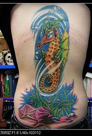 disegno del tatuaggio ippocampo schiena piena