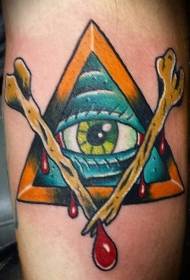 been kleur old school driehoek oog tattoo patroon