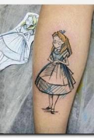девушка рука нарисовала акварелью эскиз милая девушка портрет мультфильм татуировка картина