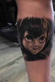 Anime Tattoo Patroon Swartgrys Tattoo Diere en karakters Disney Cartoon Animated Tattoo Patroon