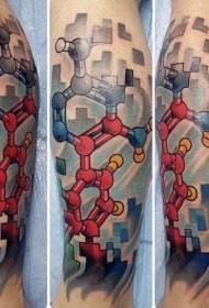 Modello del tatuaggio di simbolo della struttura chimica del fumetto di colore