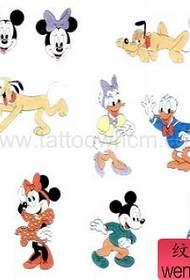 een groep schattige meters Muis Donald Duck Tattoo patroon foto