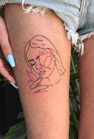 a creative tattoo pattern composed of red and black lines from foreign tattooists