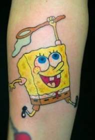 SpongeBob-tatoeagefiguur - Een set cartoon SpongeBob-tatoeages met cartoonpatronen werkt