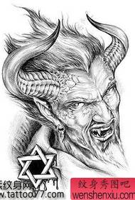 一幅欧美六芒星恶魔纹身手稿