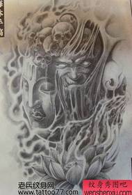 un manuscris al tatuajului lui Buddha și Diavolul