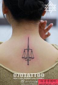 girl's back popular small Libra tattoo pattern