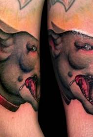 bacak rengi eski okul bulldog dövme deseni