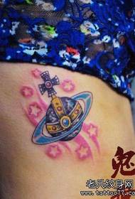 djevojka strana prsa mali planet Tattoo uzorak s pentagramom