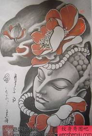 Zwart grijs half-yuan Guanyin lotus tattoo-manuscript