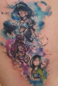 Disney Princess Tattoo edelt og vakkert tatoveringsmønster fra Disney Princess-serien