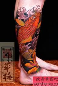 다리 일본 오징어 연꽃 문신 패턴