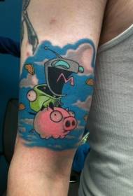 braccio tatuaggio simpatico cartone animato modello di tatuaggio maialino volante