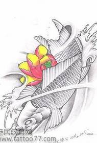 manuscrito de tatuaje de loto de calamar